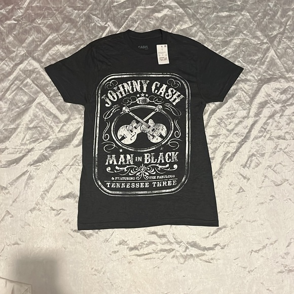 Johnny Cash Charcoal Heather Grey Short Sleeve Tee Shirt NWT 17-19 PTP - Picture 5 of 7